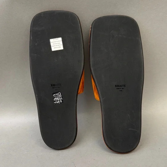 KHAITE Women's Tan Suede Slide Sandals - Picture 2 of 3